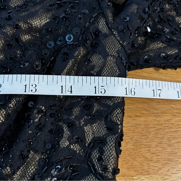 TADASHI Collection Vintage Black Lace Silk Shirred Cocktail Dress Size 4 - Picture 13 of 14